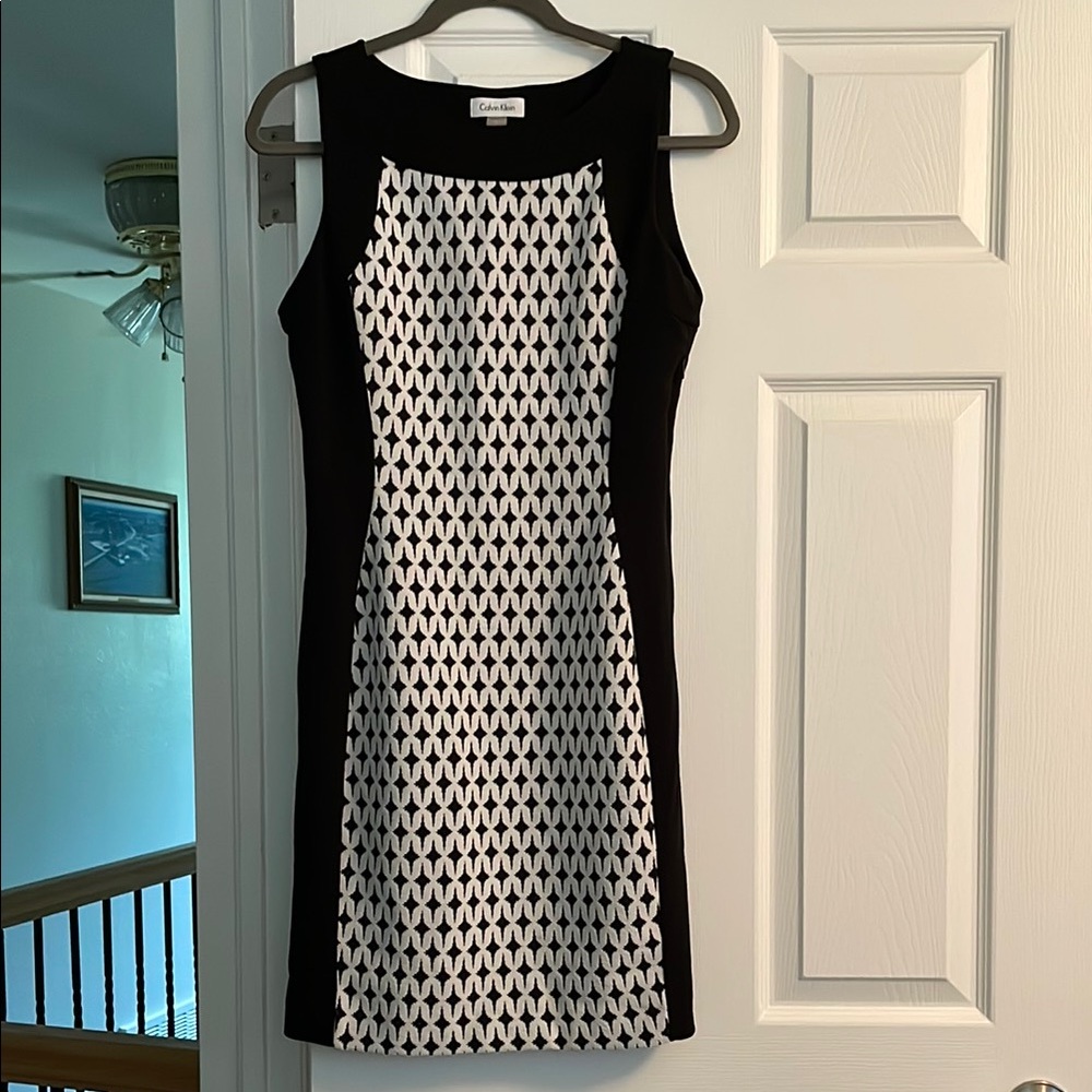 Calvin Klein Black and White Halter Mini Dress